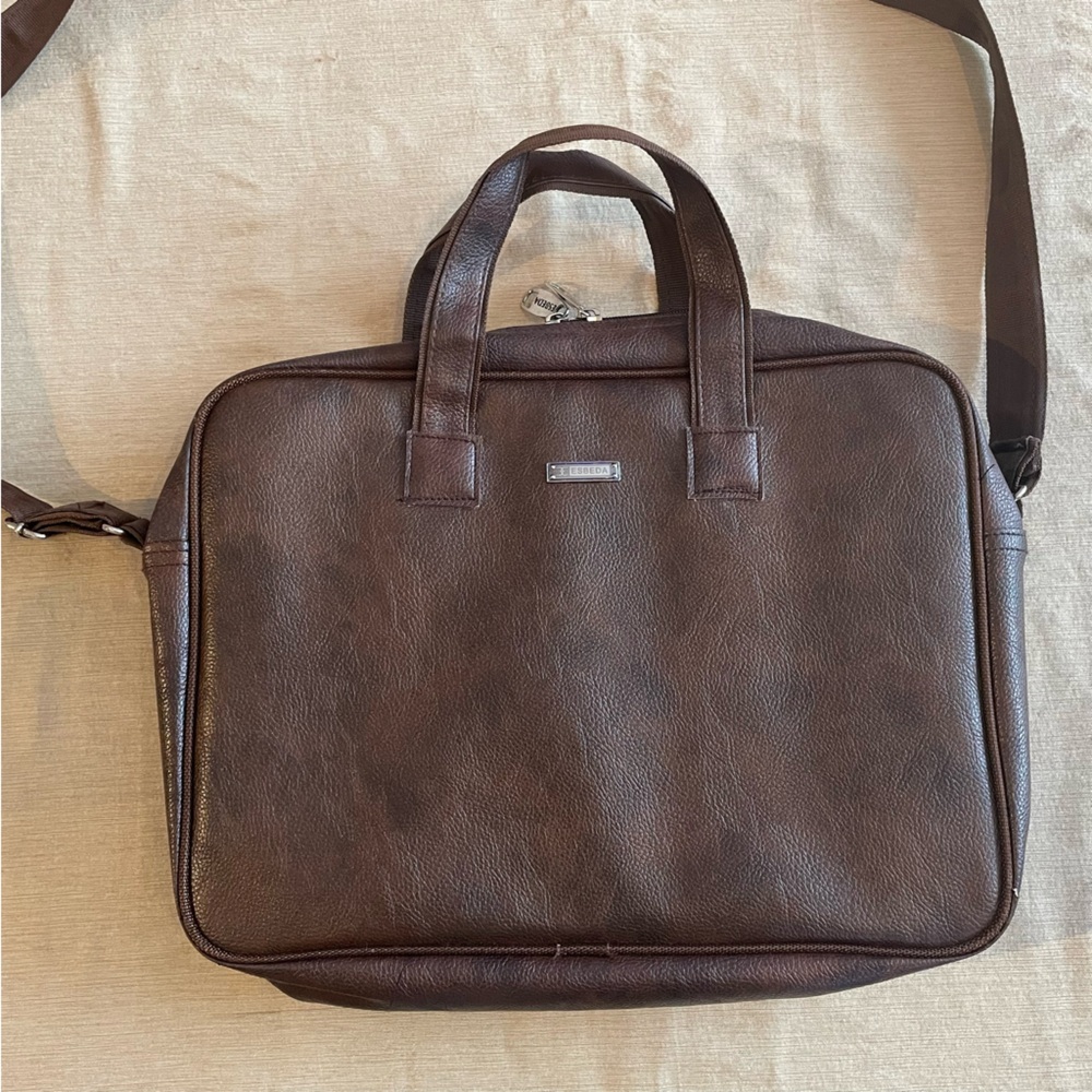 Unisex Brown Laptop Bag with Shoulder Strap